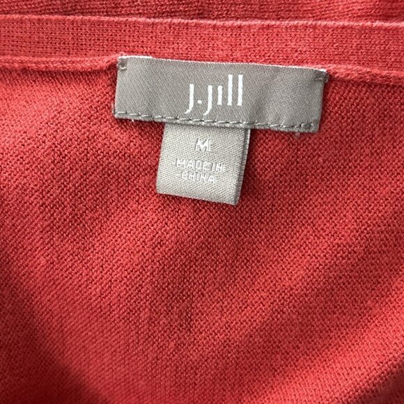 J.Jill Womens Silk Blend Tunic Top Size Medium Red Boat Neck - Picture 7 of 9